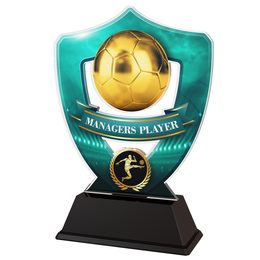 Light Blue Managers Player Football Shield Trophy