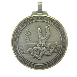 Diamond Edged Judo Sensei Large Aztec Silver Medal