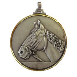 Diamond Edged Equestrian Horse Head Silver Medal