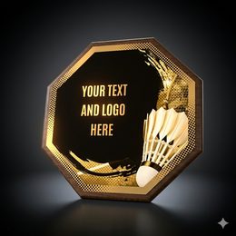 Hex Wood & Metal Badminton Plaque