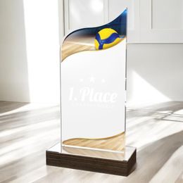 United Volleyball Acrylic Wood Fusion Trophy