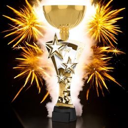 Triple Star Classic Poker Cards Gold Trophy Cup