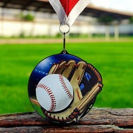 Rincon Colour Baseball Black Acrylic Medal