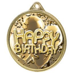 Happy Birthday Classic Texture 3D Print Gold Medal