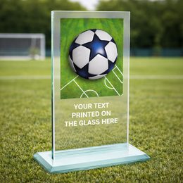 Tabor Full Colour Printed Football Champions Glass Award