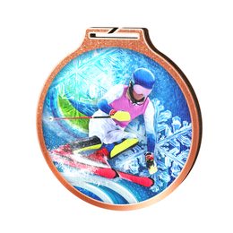 Habitat Downhill Skiing Bronze Eco Friendly Wooden Medal