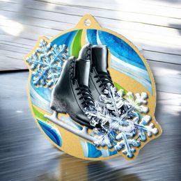 Aurum Ice Skating Black Boot Stainless Steel Medal