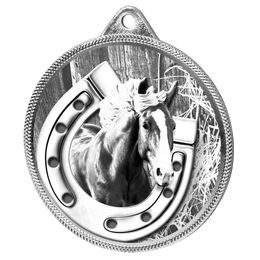 Horseshoe Equestrian Classic Texture 3D Print Silver Medal