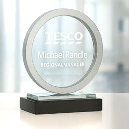 Vetra Silver Engraved Glass Award