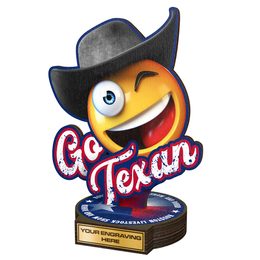 Texan Rodeo Black Hat Real Wood Trophy