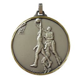 Diamond Edged Basketball Players Silver Medal