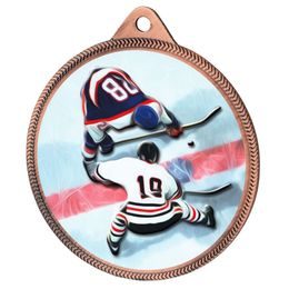 Ice Hockey Colour Texture 3D Print Bronze Medal