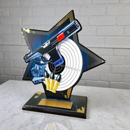 Liano Metal & Acrylic Star Pistol Shooting Trophy