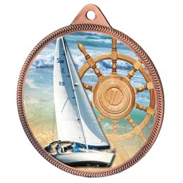 Sailing Colour Texture 3D Print Bronze Medal