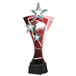 Red and Silver Triple Star Tennis Trophy
