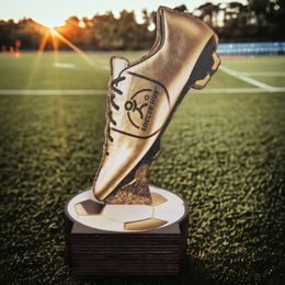 Grove Club Logo Custom Golden Boot Real Wood Award