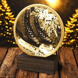 Holt Classic Black Ice Skates Real Wood Trophy