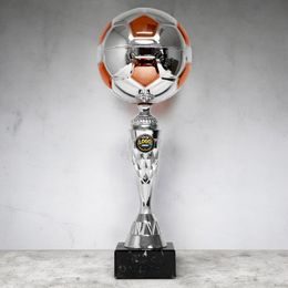 Merida Silver and Orange Metal Football Trophy