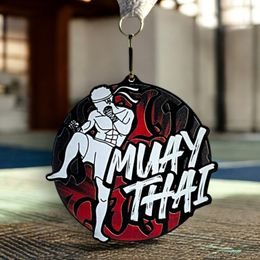 Rincon Colour Muay Thai Black Acrylic Medal