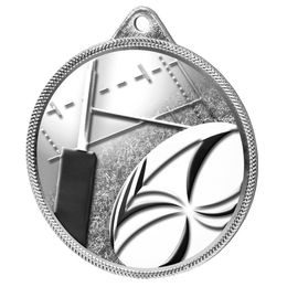 Rugby 3D Texture Print Antique Colour 55mm Medal - Silver