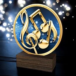 Holt Colour Music Notes Real Wood Trophy
