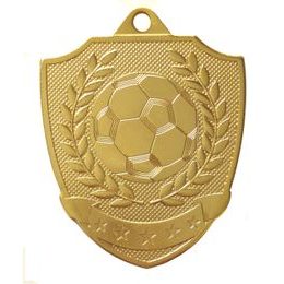 Embossed Football Shield Gold Medal