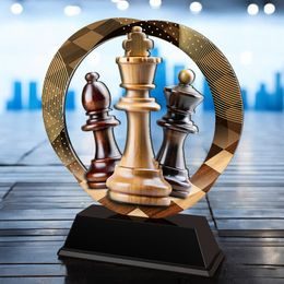 Onyx Stainless Steel Chess Trophy