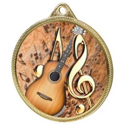 Acoustic Guitar Colour Texture 3D Print Gold Medal