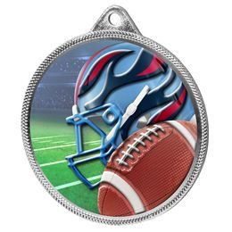 American Football Colour Texture 3D Print Silver Medal