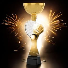 Vancouver Classic Badminton Racket and Shuttlecock Gold Cup Trophy
