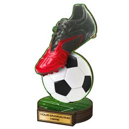 Grove Football Red Boot Real Wood Trophy