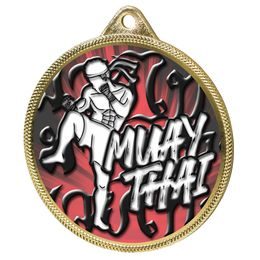 Muay Thai Colour Texture 3D Print Gold Medal