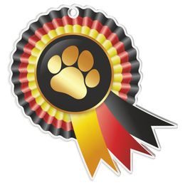 Paw Print Rosette Black Red and Yellow Medal