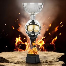 Montreal Firefighter Helmet and Mask Silver Cup Trophy