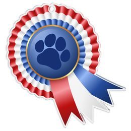 Paw Print Rosette Red White and Blue Medal