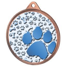 Dog Paw Colour Texture 3D Print Bronze Medal