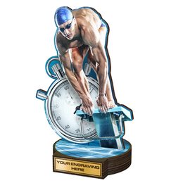 Grove Male Swimmer Real Wood Trophy