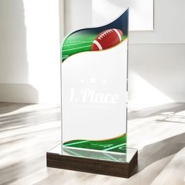 United American Football Acrylic Wood Fusion Trophy