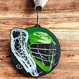 Rincon Colour Lacrosse Black Acrylic Medal