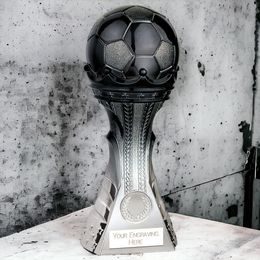 Premier King Heavyweight Silver Football Trophy (FREE CLUB LOGO)