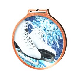 Habitat White Ice Skating Boots Bronze Eco Friendly Wooden Medal