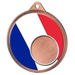 France Flag Logo Insert Bronze 3D Printed Medal