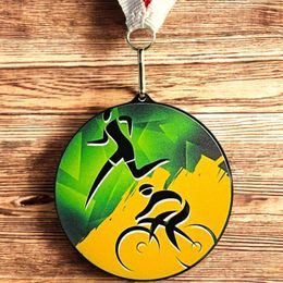 Rincon Colour Duathlon Black Acrylic Medal