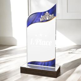 United Beauty Pageant Acrylic Wood Fusion Trophy