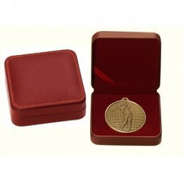 Deluxe Leatherette Medal Box Red 60mm