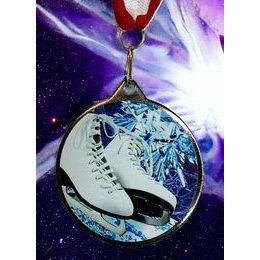 Hercules Texture Print White Ice Skates Medal