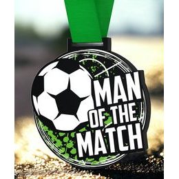 Giant Man of the Match Black Acrylic Football Medal