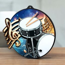 Rincon Colour Drummer Drums Black Acrylic Medal