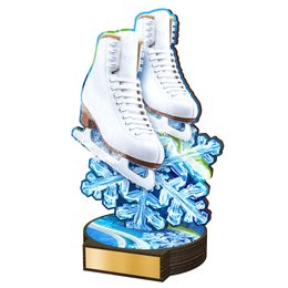 Grove Ice Skating White Boot Real Wood Trophy