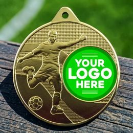 Football Champion Gold Embossed Logo Insert Medal